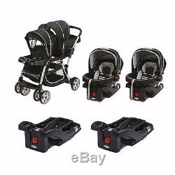 double stroller with car seat and base
