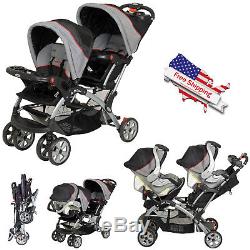 Luxurious Double Baby Stroller Twins Push Child Infant Car Seat Newborn  Tandem