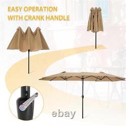 15x9ft Large Double-Sided Rectangular Outdoor Steel Twin Patio Market Umbrella