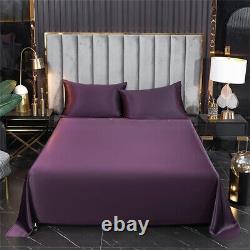 19MM Heavy Weight Nature Silk Seamless Sheets Set Fitted Flat 4pcs Bedding Set