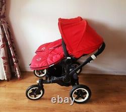 2015 Bugaboo Donkey Duo Twins/Double/Single True black frame. Red