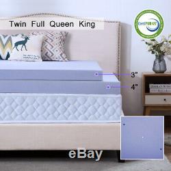 2.5/3/4 Inch Gel Memory Foam Mattress Topper Blue Swirl Lavender Queen King Twin