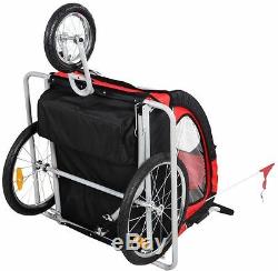 2 in 1 Double Baby Bicycle Trailer Carrier Bike Kids Jogger Stroller Twins Pull