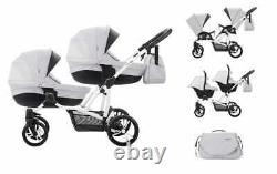 3IN1 TWIN STROLLER Bebetto 42 03 / WHITE FRAME 24H SHIPPING