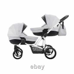 3IN1 TWIN STROLLER Bebetto 42 03 / WHITE FRAME 24H SHIPPING