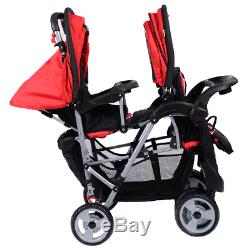3 Colors Foldable Twin Baby Double Stroller Kids Jogger Travel Infant Pushchair