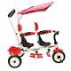 4 In 1 Twins Kids Trike Baby Toddler Tricycle Safety Double Rotatable Seat Withbas