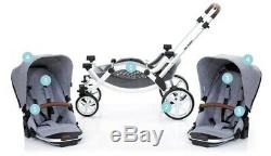 ABC Design Zoom Twin Stroller And Car Seat Combo admiral blue 2017
