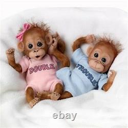ASHTON DRAKE DOUBLE TROUBLE Baby Orangutan MONKEY Doll Twins Set NEW