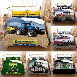 Agriculture Tractor Quilt Duvet Cover Set Kids Bedding Comforter Cover Twin