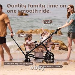 All-Terrain Wagon Stroller for Kids Double Wagon Stroller (Brown)