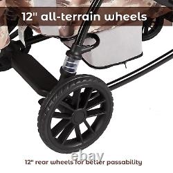 All-Terrain Wagon Stroller for Kids Double Wagon Stroller (Brown)