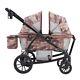 All-terrain Wagon Stroller For Two Kids, Double Stroller With Push Or Brown