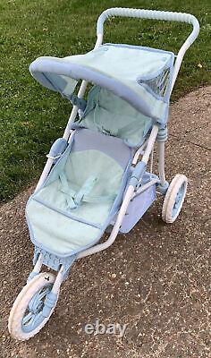 American Girl Bitty Baby Twin Double Stroller Retired Blue 2003-2006 Foldable
