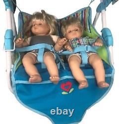 American Girl Bitty Baby Twins Double Stroller Side By Side Stripes