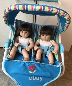 American Girl Bitty Baby Twins Double Stroller Stripes (F8263) 2014 AND TWINS
