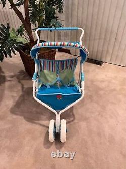 American Girl Doll Bitty Baby Twins Double Stroller Side-By-Side Stripes New