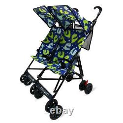 Amoroso Side by Side Double Stroller For Twins- Blue Umbrella Stroller