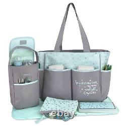 Aqua Blue Baby Double Stroller with 2 Car Seats Combo Twins Nursery Center Bag