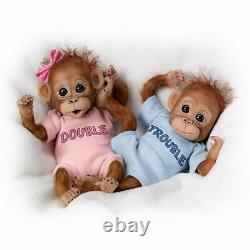 Ashton Drake Double Troule Poseable Twin Baby Monkey Doll Set By Cindy Sales