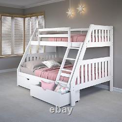 Austin Mission Twin over Full White Bunkbed with Dual Underbed Drawers