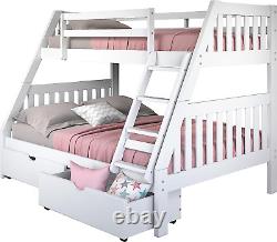 Austin Mission Twin over Full White Bunkbed with Dual Underbed Drawers