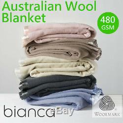 Australian Wool Blanket by BIanca 480gsm All Sizes Woolmark Accredited