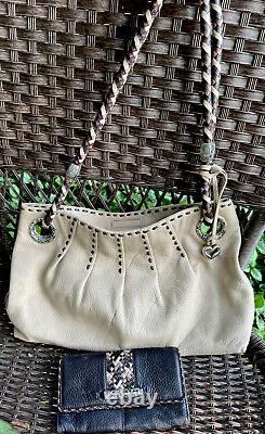 BRIGHTON BARETTA dual colored straps MGPPB pleated & Stitched handbag wallet SET