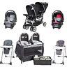 Baby Boy Girl Twins Combo Set Nursery Center Double Stroller 2 Car Seat 2 Chairs