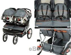 Double Jogging Stroller Baby Twins Jogger Carrier MP3 Speakers Toddler Kids Cart 