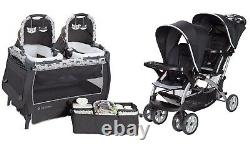Baby Double Stroller Elite Twins Nursery Center Playard 2 Car Seats 2 High Chair