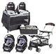 Baby Double Stroller Frame With 2 Car Seats Bases Elite Twins Combo Playard Bag