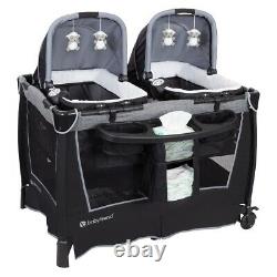 Baby Double Stroller Frame with 2 Car Seats Elite Twins Nursery Center Bag