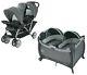 Baby Double Stroller Playard With Twin Bassinets Infant Travel System Combo Set