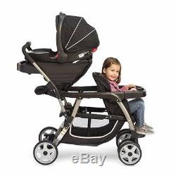 Baby Double Stroller Sit and Stand Two Car Seat Two Bases Twins Travel System