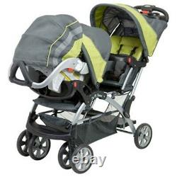 Baby Double Stroller Travel System with 2 Car Seats Nursery Center Twins Combo