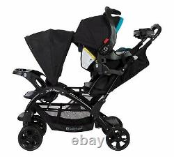 Baby Double Stroller Travel System with 2 Car Seats Twin Playard Crib Combo