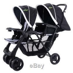 Baby Double Stroller Twin Umbrella Kids Tandem Pushchair Foldable Travel System