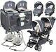 Baby Double Stroller With 2 Car Seats 2 Infant Swing Twin Playard Combo