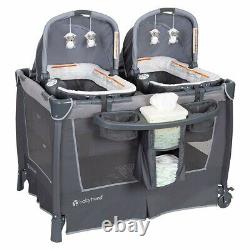 Baby Double Stroller with 2 Car Seats 2 Infant Swing Twin Playard Combo