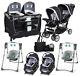 Baby Double Stroller With 2 Car Seats 2 Swings Playard Bag Combo Twins Uni Sets