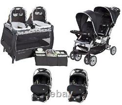 Baby Double Stroller with 2 Compatible Car Seats 2 Chairs & Twins Nursery Center