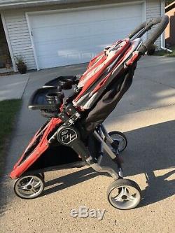 Baby Jogger City Mini Double Twin Side-by-side Stroller Red /Gray