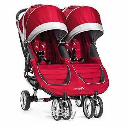 Baby Jogger City Mini Double Twin Stroller, Crimson/Gray