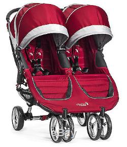 Baby Jogger City Mini Double Twin Stroller Crimson / Gray NEW