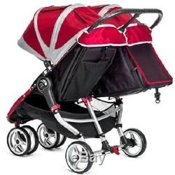 Baby Jogger City Mini Double Twin Stroller Crimson / Gray NEW