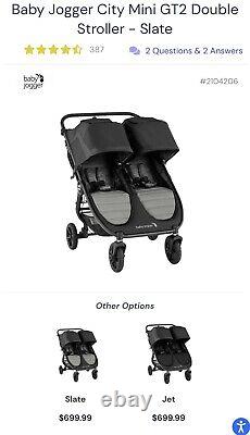 Baby Jogger City Mini GT2 Twin Baby Double Stroller Jet Open Box