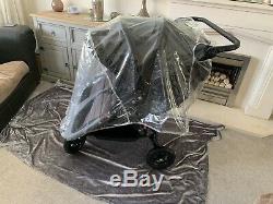 Baby Jogger City Mini GT Double Buggy Grey & Black Beautiful Pram Twin Raincover