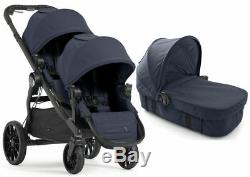 Baby Jogger City Select Lux Twin Double Stroller Indigo w Second Seat Bassinet