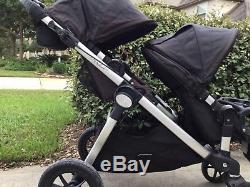 Baby Jogger City Select Twin Double Stroller with Second Seat & snack tray black